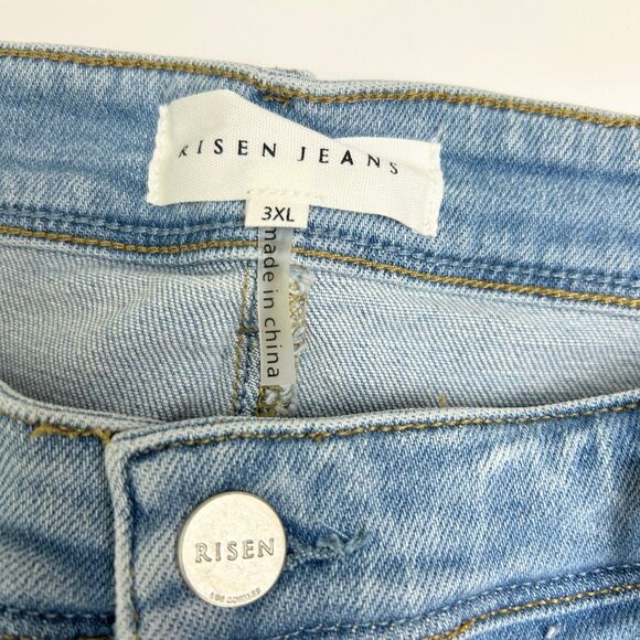 NWT Risen Mid Rise Curvy Yoke Skinny Jeans Light Wash Denim Pants Plus Size 3XL - Picture 12 of 16